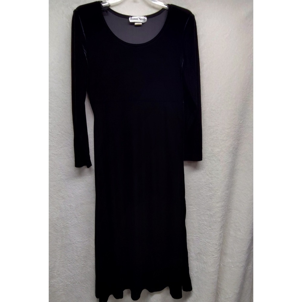 Vintage black dress velvet 10 Ronni Nicole whimsy goth witch Halloween formal